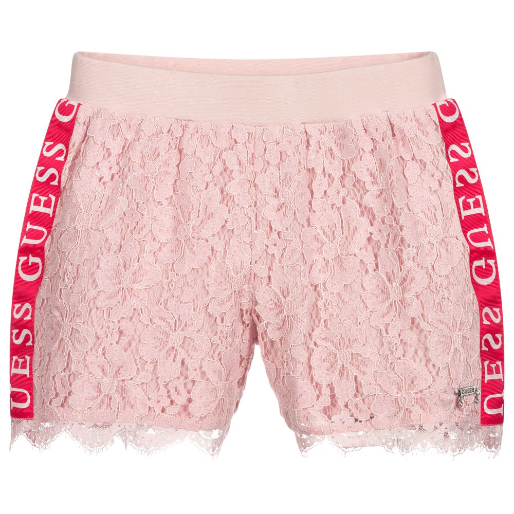 Guess - Teen Pink Lace Logo Shorts | Childrensalon