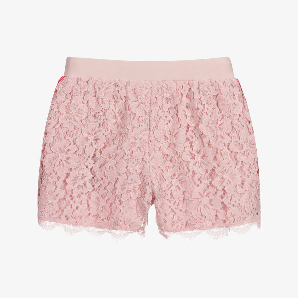 Guess-Teen Pink Lace Logo Shorts | Childrensalon Outlet