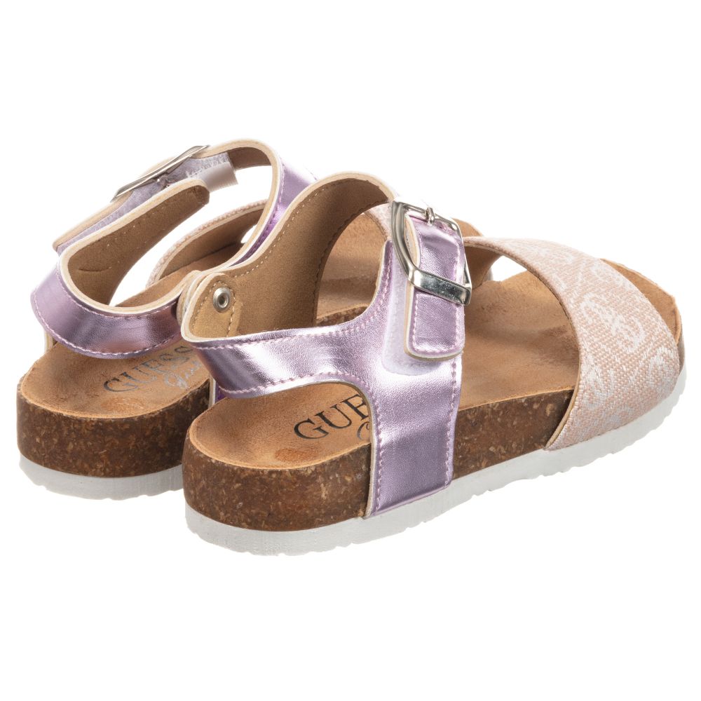Guess Teen Pink Logo Sandals Childrensalon Outlet