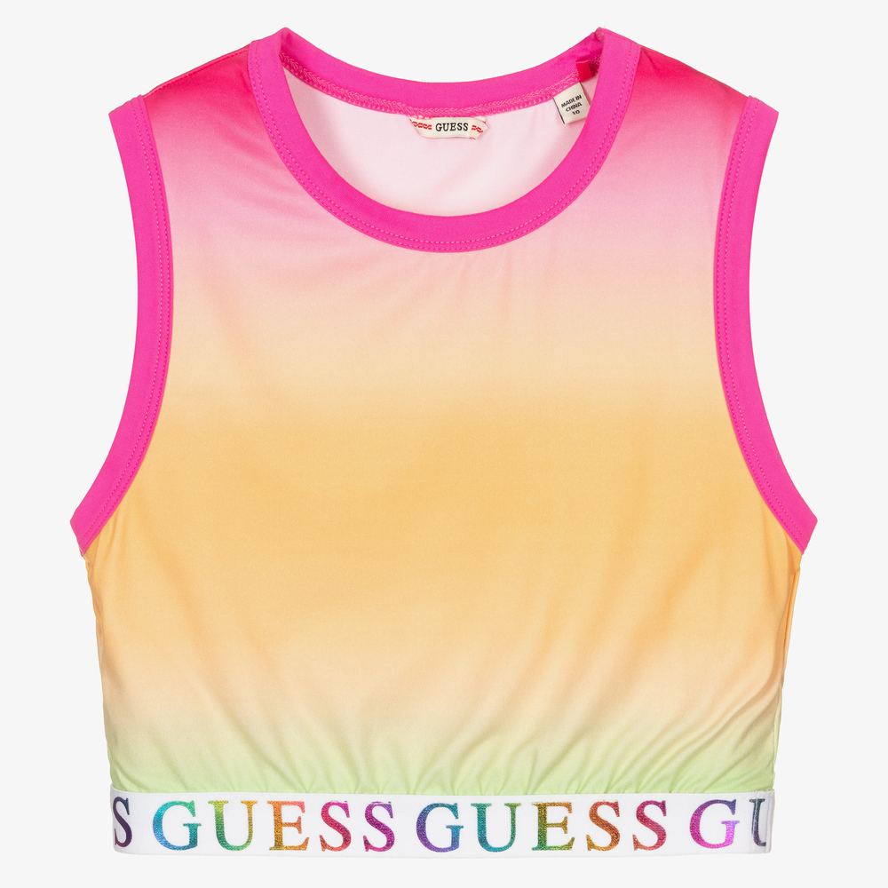 Guess - Розовый укороченный топ с эффектом омбре для подростков | Childrensalon