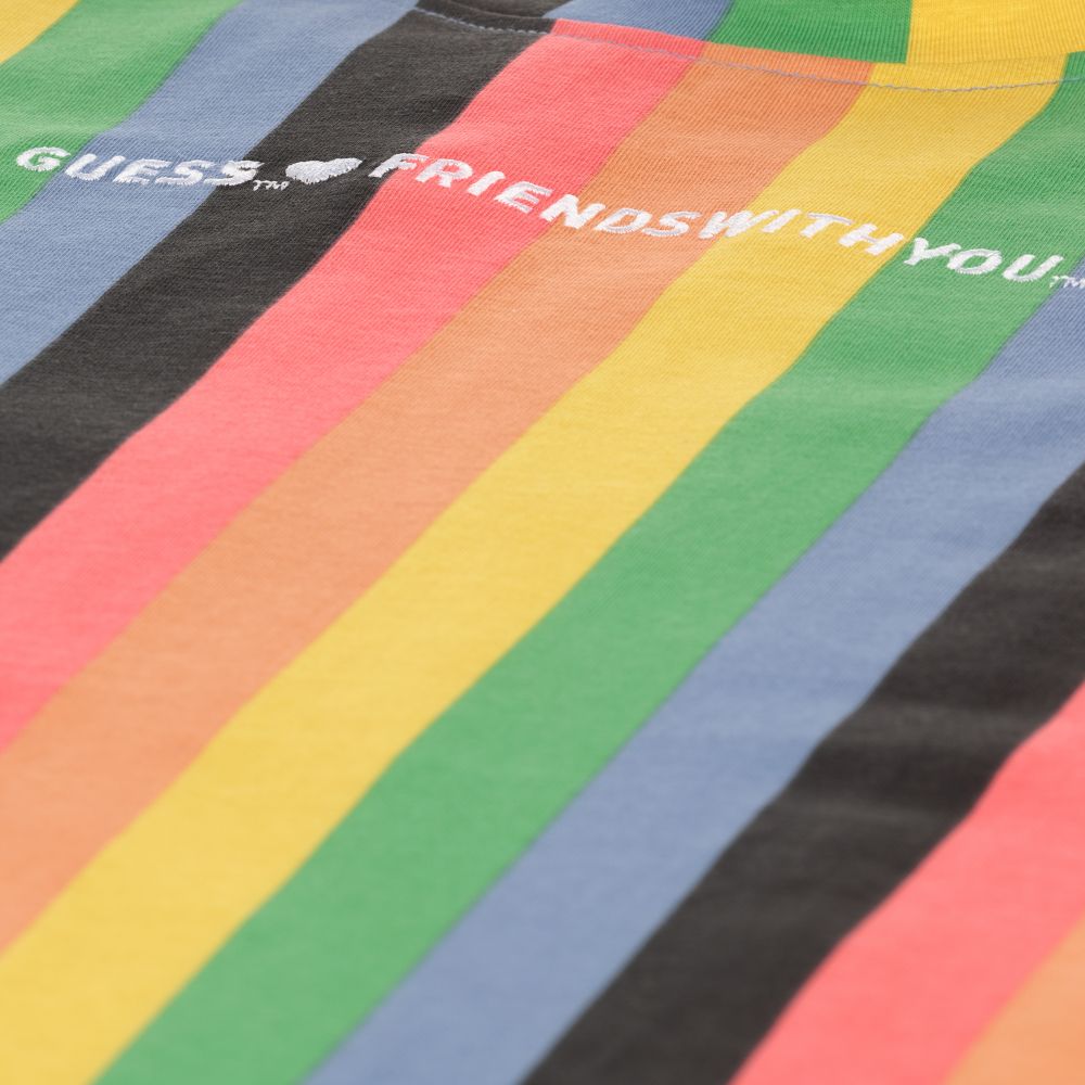 Rainbow striped guess shirt clearance