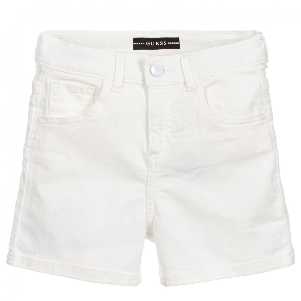 Guess - Teen White Denim Logo Shorts | Childrensalon