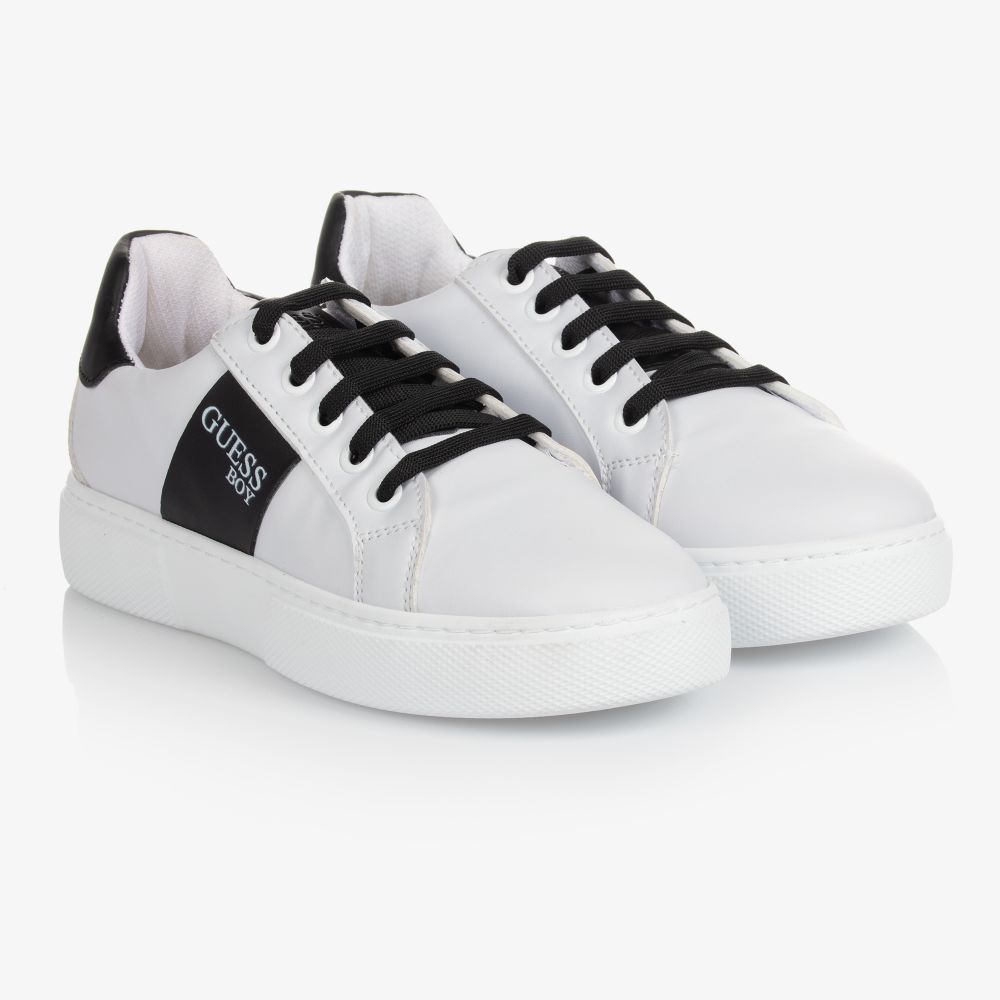 Guess Teen White Lace Up Trainers Childrensalon Outlet