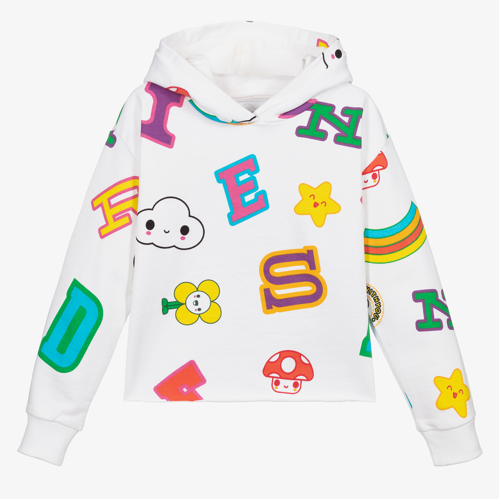 Guess - Teen White Logo Cropped Hoodie | Childrensalon