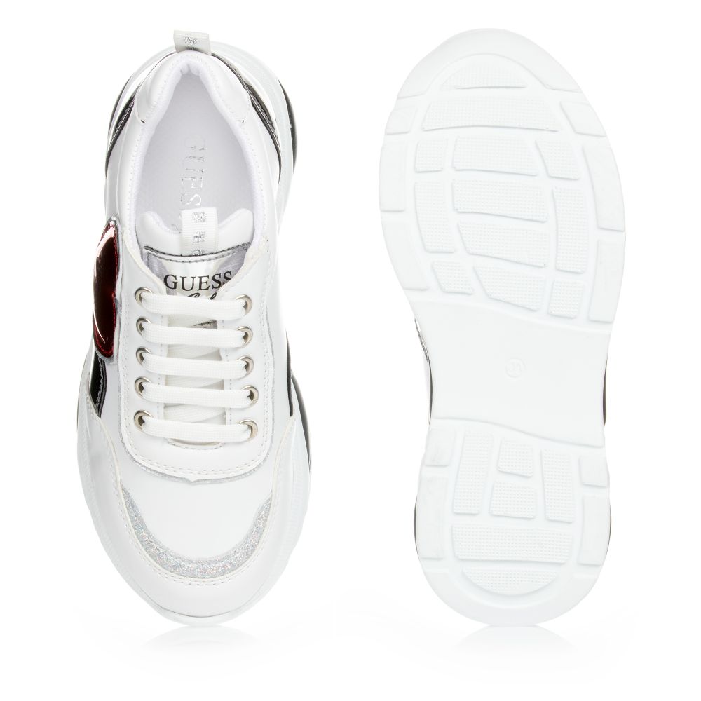 Guess-Teen White Logo Trainers | Childrensalon Outlet