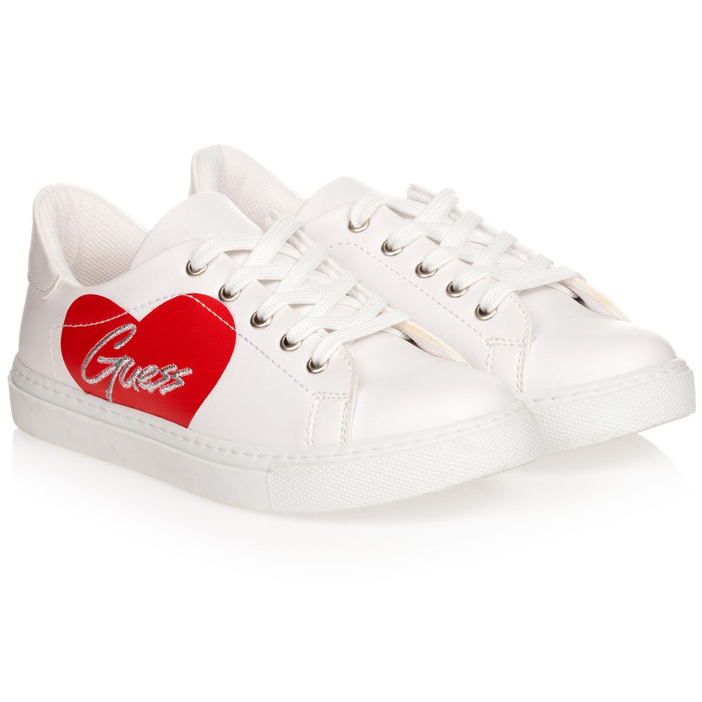 Guess Teen White Logo Trainers Childrensalon Outlet