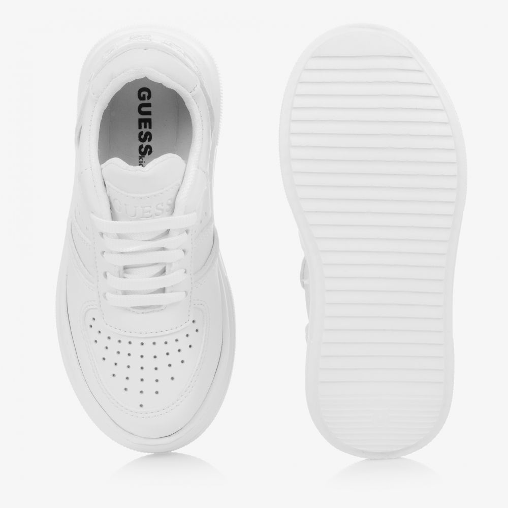 Guess Teen White Logo Trainers Childrensalon Outlet