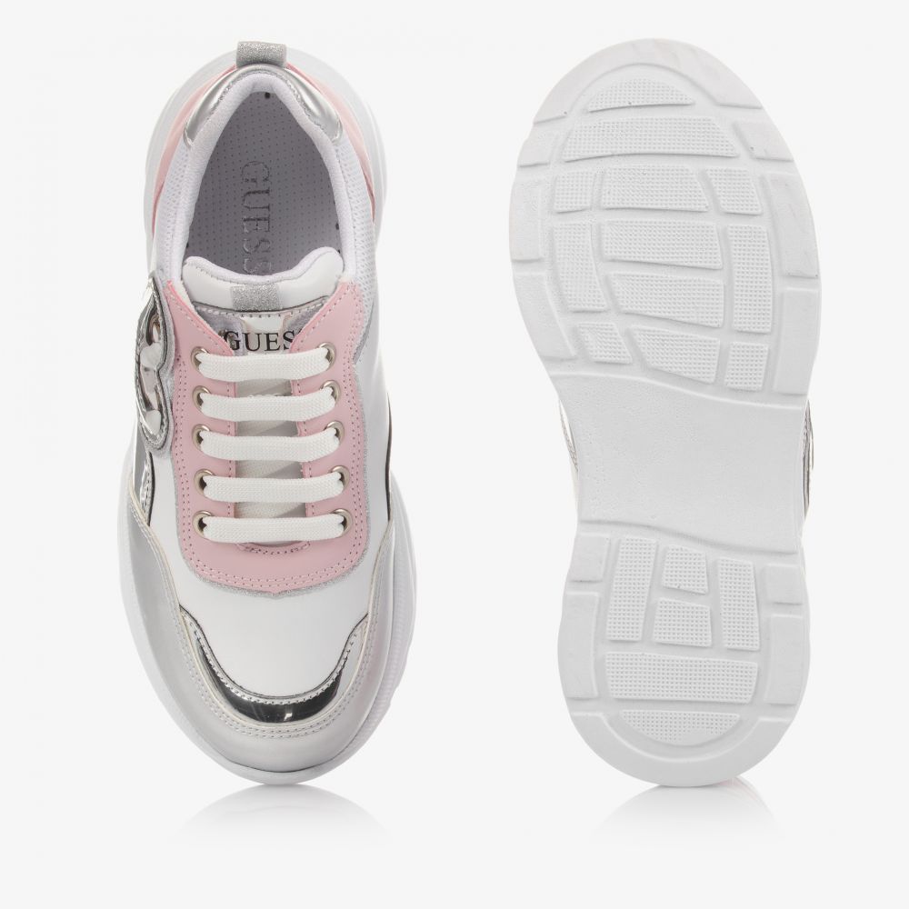 Guess-Teen White & Pink Trainers | Childrensalon Outlet