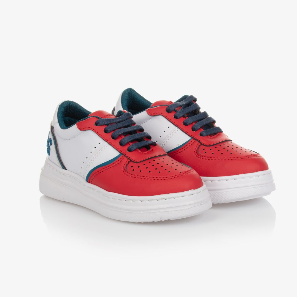 Guess - Teen White & Red Logo Trainers | Childrensalon