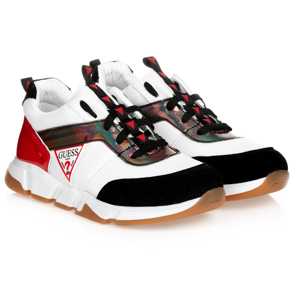 Guess - Teen White & Red Trainers | Childrensalon
