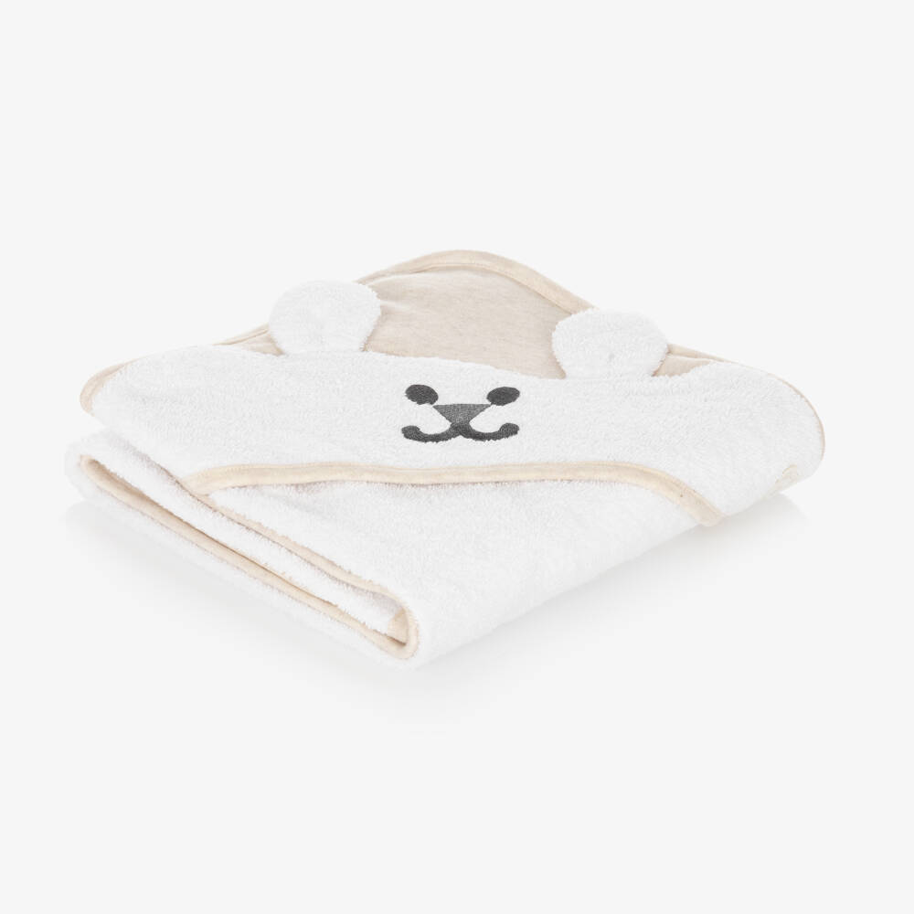 Guess-White Bear Hooded Towel (70cm) | Childrensalon Outlet