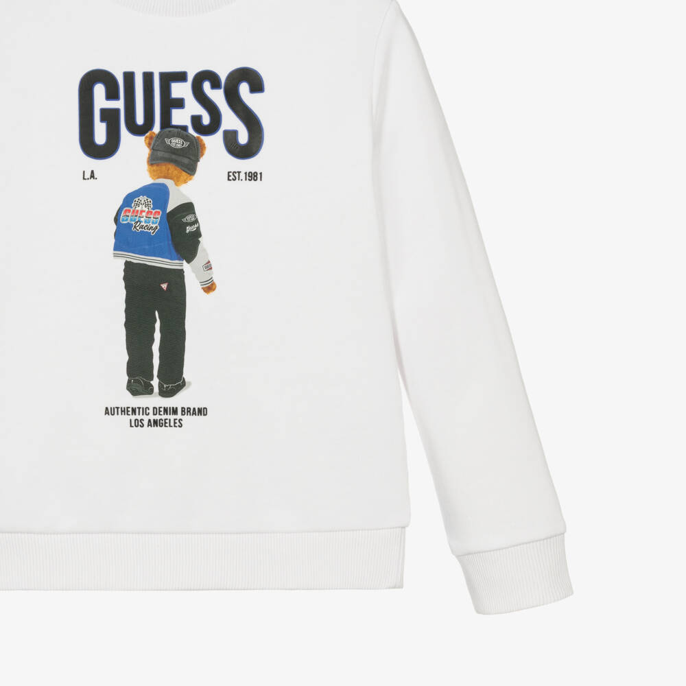 Guess-Белый свитшот с медведем для малышей | Childrensalon Outlet