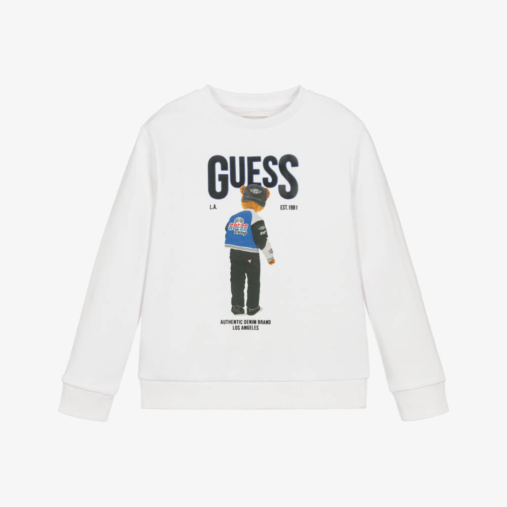 Guess-Белый свитшот с медведем для малышей | Childrensalon Outlet