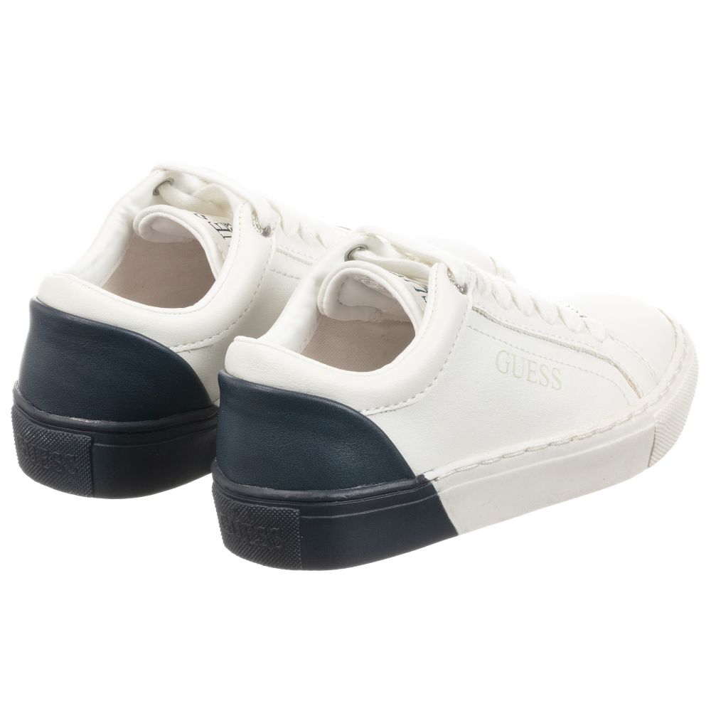 Guess - White & Blue Logo Trainers | Childrensalon Outlet