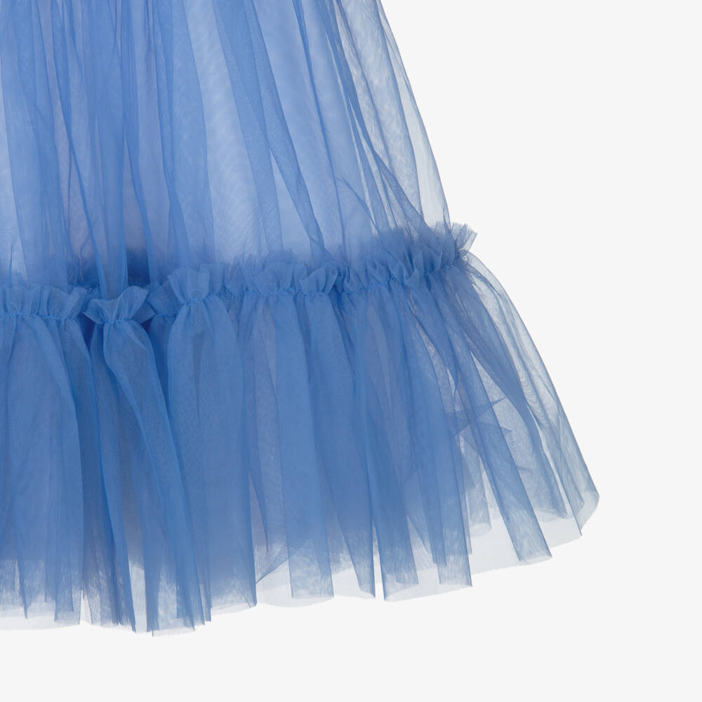 Guess-White & Blue Logo Tulle Dress | Childrensalon Outlet