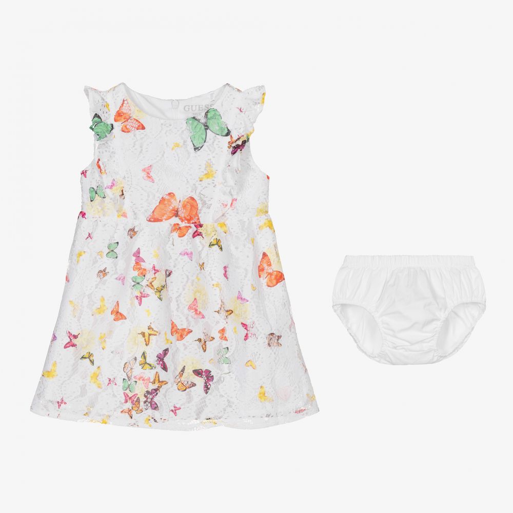 Guess-White Butterfly Print Dress Set | Childrensalon Outlet