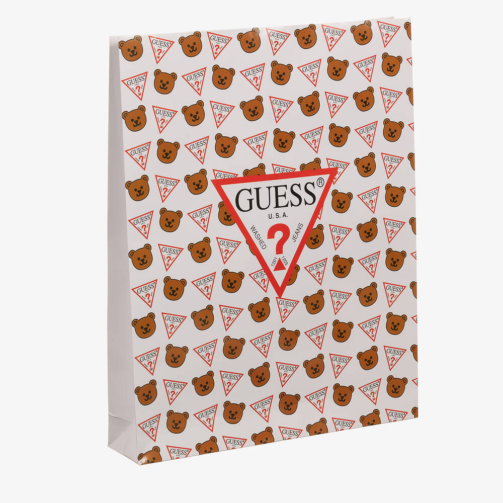 Guess-Белый прогулочный комбинезон из хлопка с медвежатами | Childrensalon Outlet