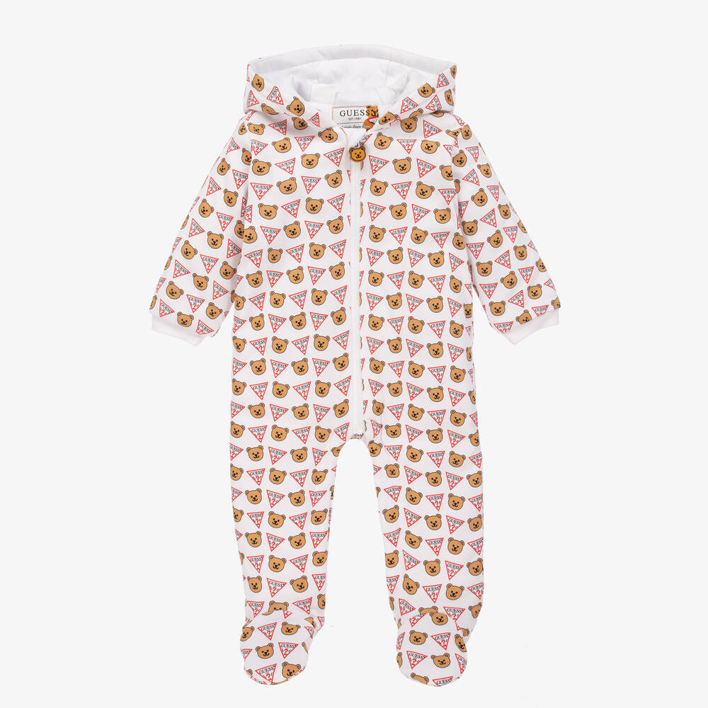 Guess-أوفرول للخروج قطن عضوي لون أبيض للأطفال | Childrensalon Outlet