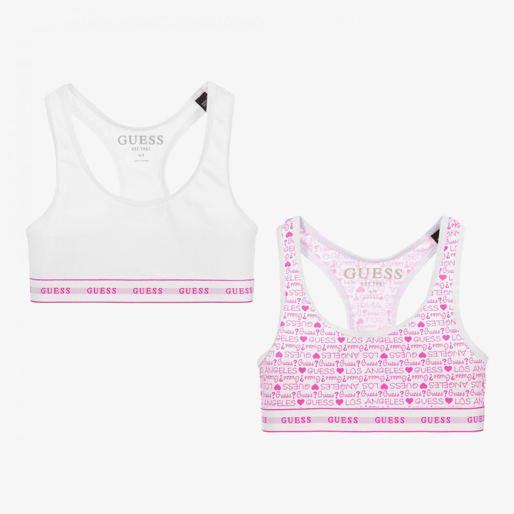 Guess - White Cotton Bras (2 Pack) | Childrensalon