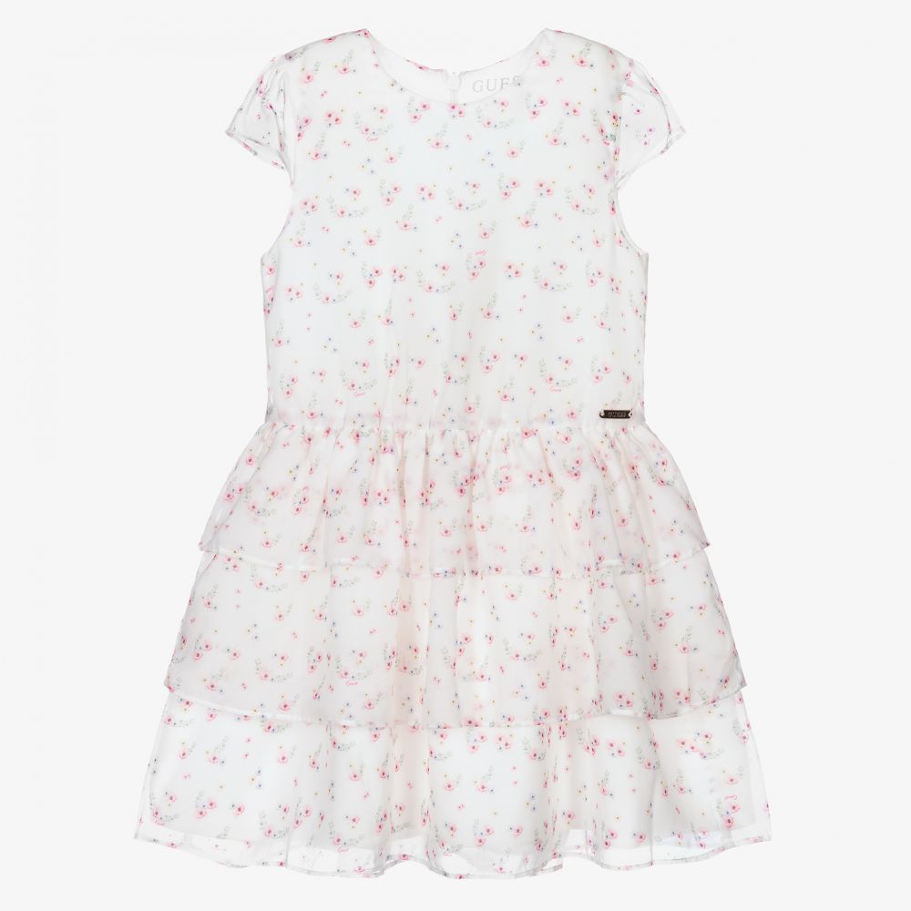 Guess - Robe blanche à fleurs en mousseline | Childrensalon