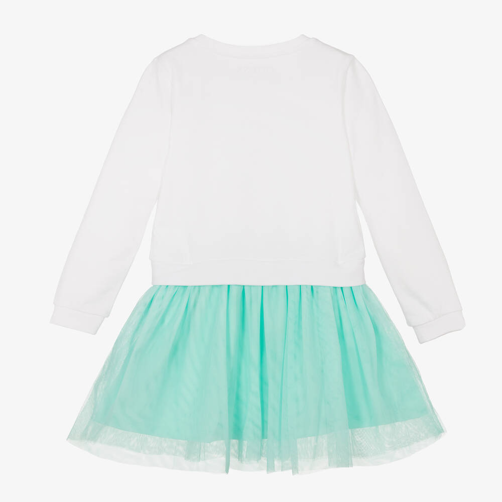 Guess-White & Green Tulle Dress | Childrensalon Outlet