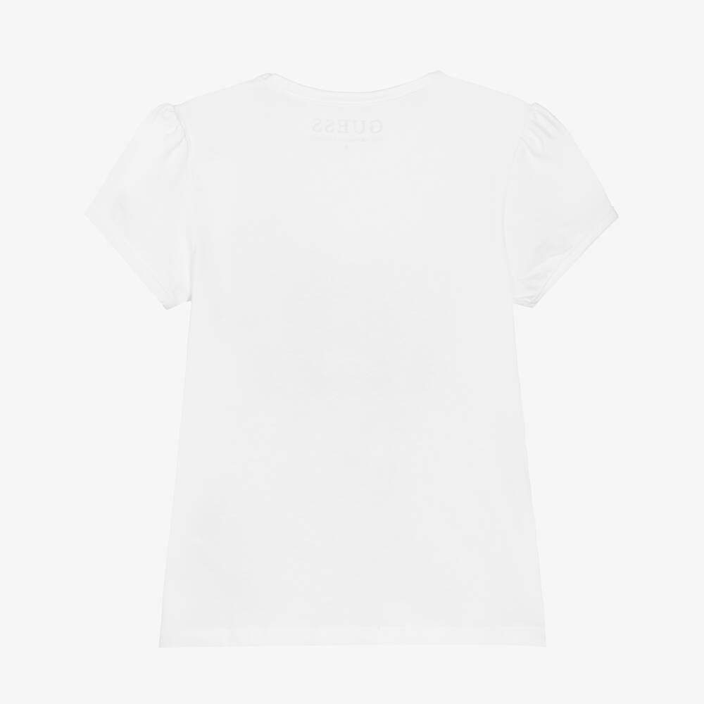 Guess-Белая футболка с сердцем для девочек | Childrensalon Outlet