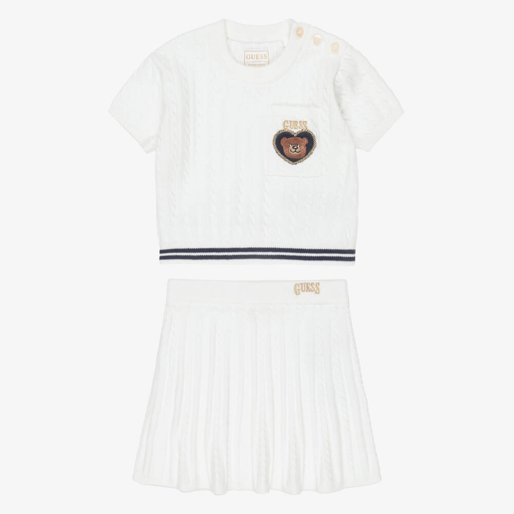 Guess-White Knitted Skirt Set | Childrensalon Outlet