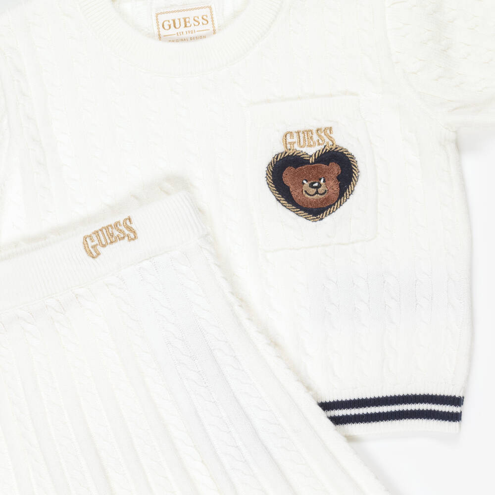 Guess-White Knitted Skirt Set | Childrensalon Outlet