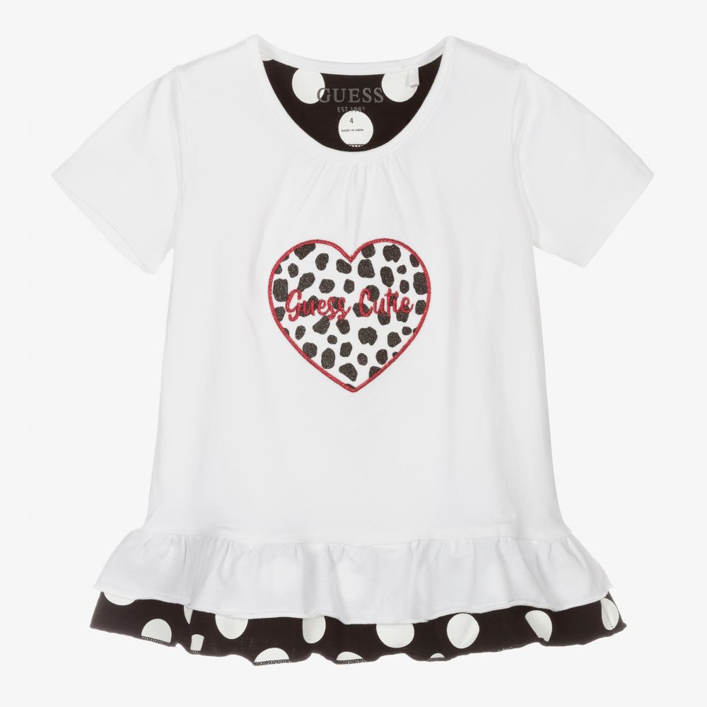 Guess - T-shirt blanc Cœur | Childrensalon