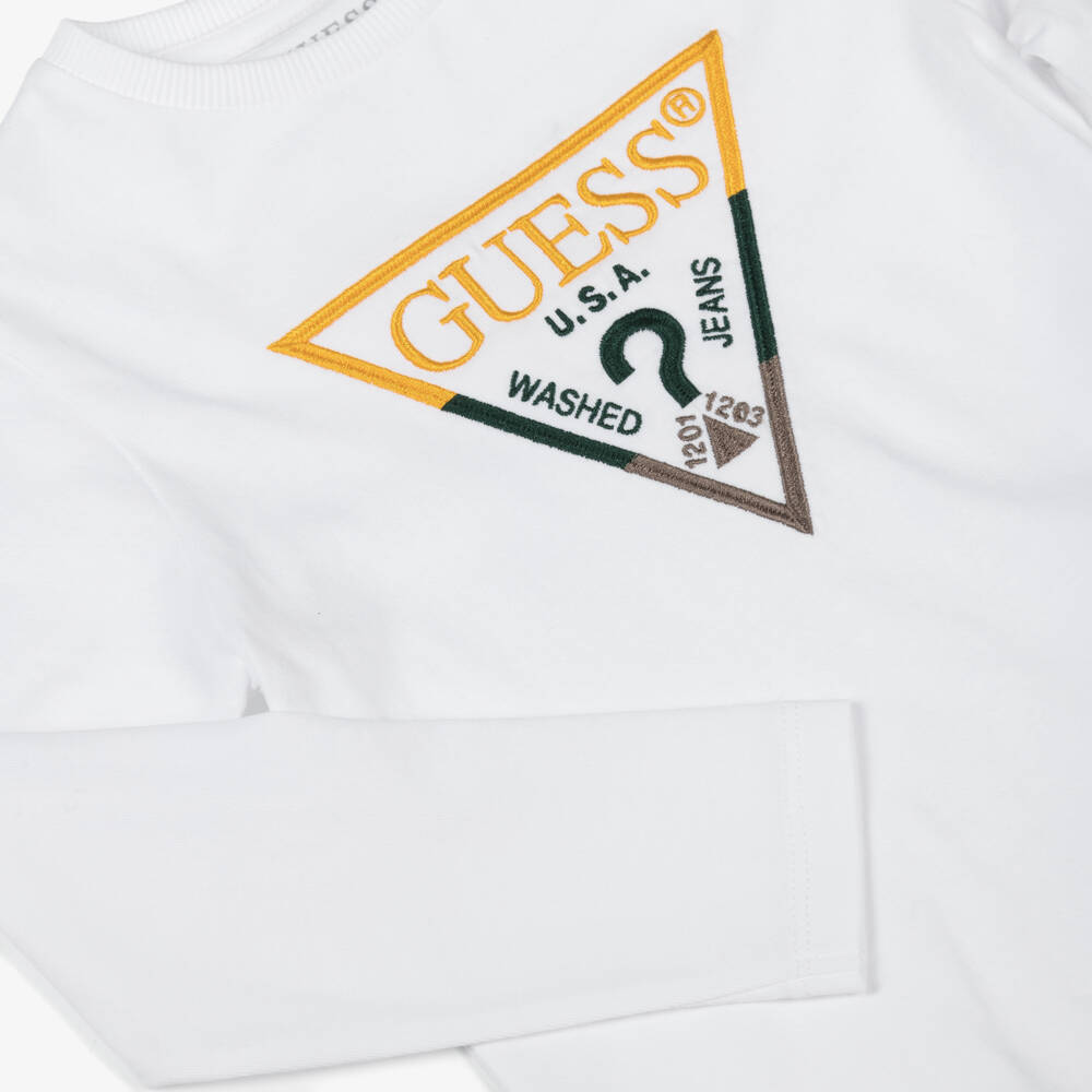 Guess-White Logo T-shirt | Childrensalon Outlet