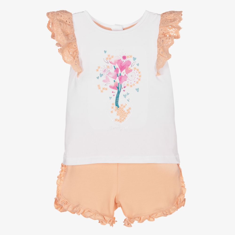 Guess - Ens. short blanc et rose Bébé | Childrensalon