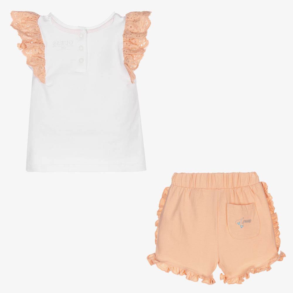 Guess-Белый топ и розовые шорты для малышей | Childrensalon Outlet