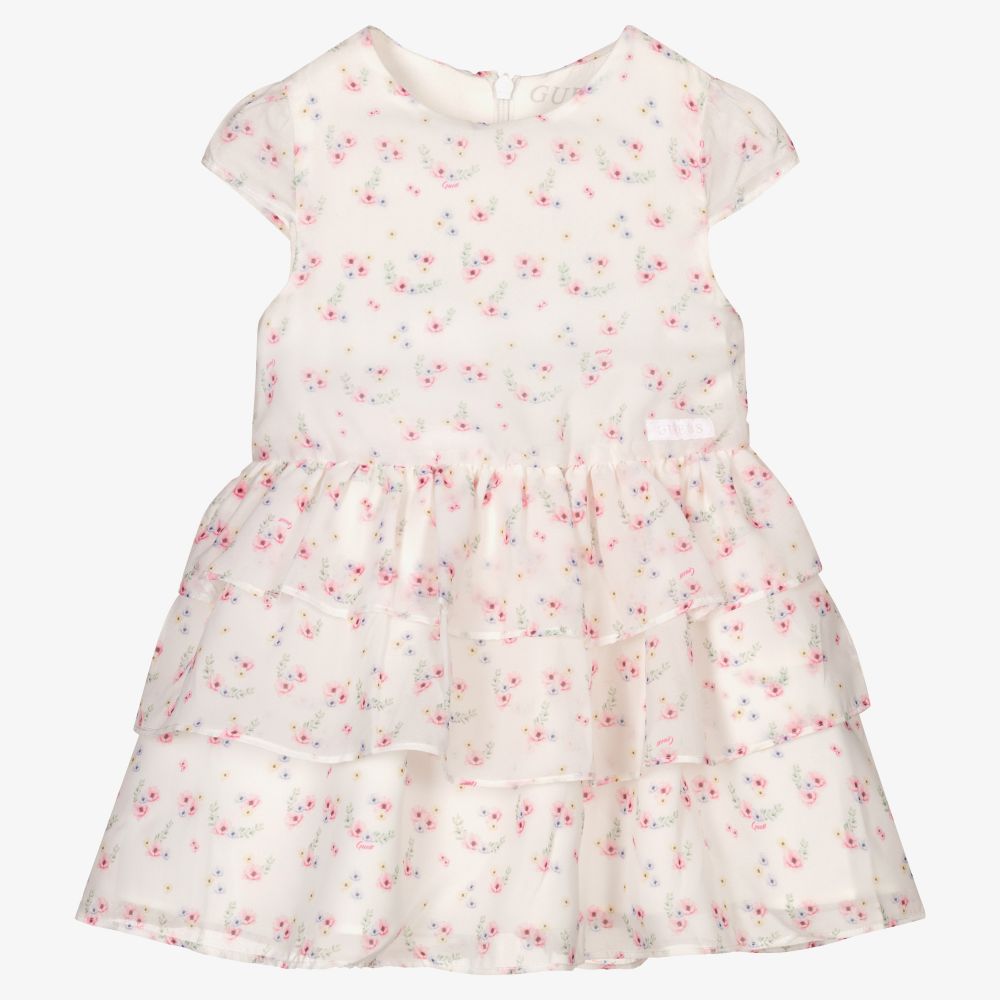 Guess - Geblümtes Kleid-Set in Weiß und Rosa | Childrensalon