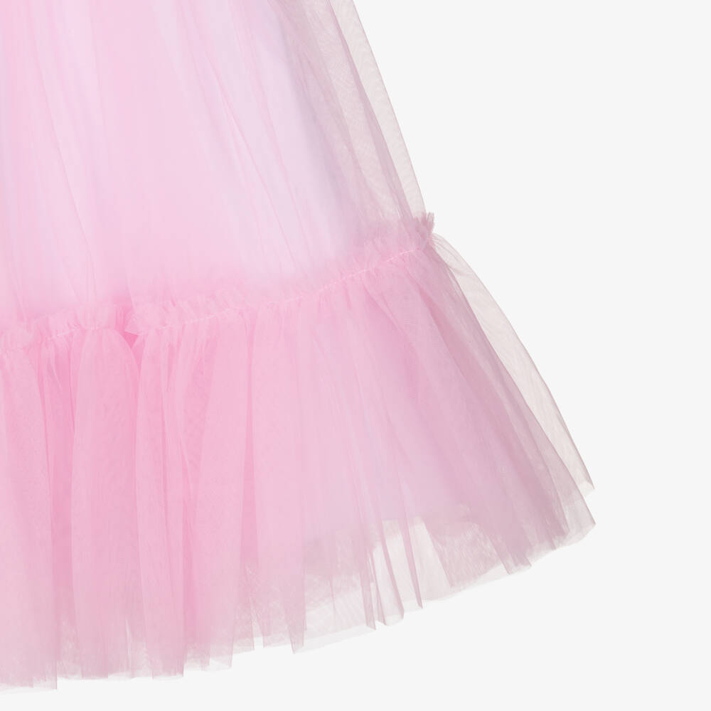 Guess-White & Pink Tulle Logo Dress | Childrensalon Outlet