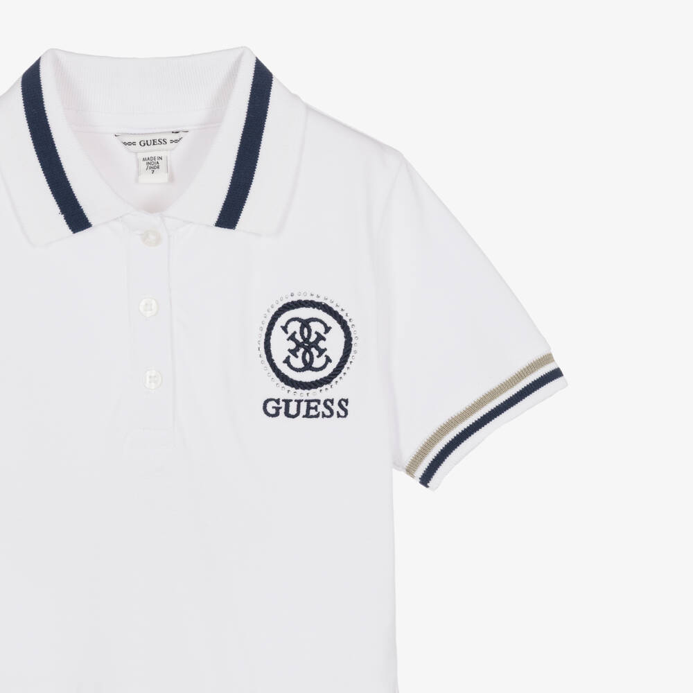 Guess-White Pique Polo Dress | Childrensalon Outlet