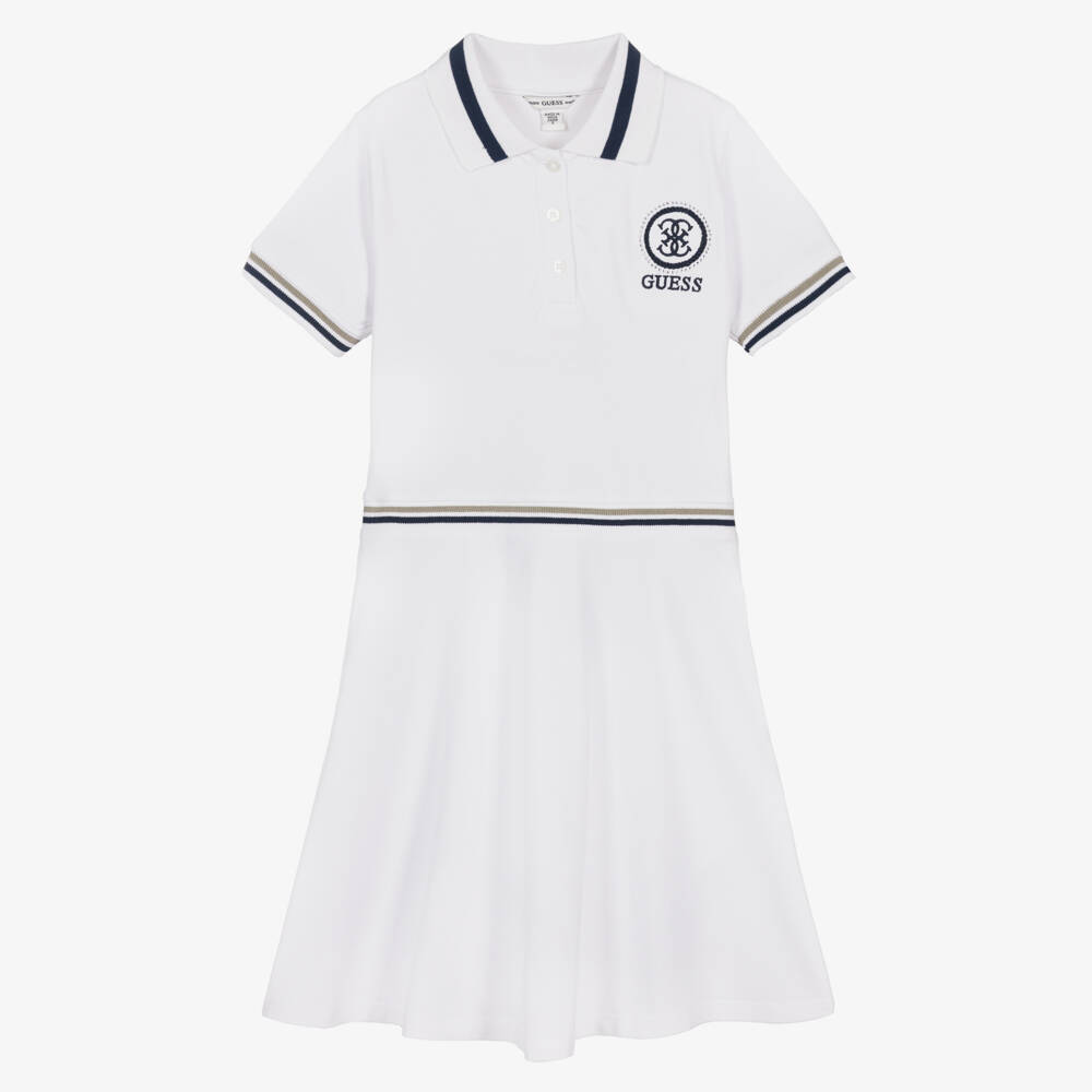 Guess-White Pique Polo Dress | Childrensalon Outlet
