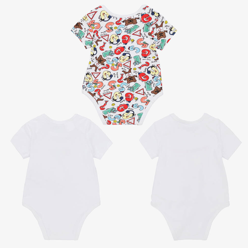 Guess-أوفرول بادي قطن جيرسي لون أبيض (عدد 3) | Childrensalon Outlet