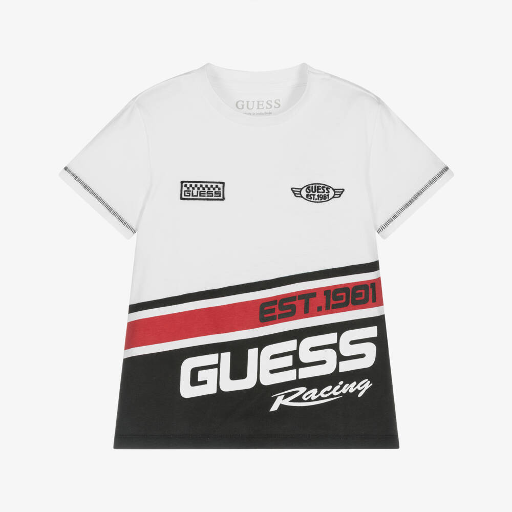 Guess-تيشيرت قطن لون أبيض للأولاد | Childrensalon Outlet