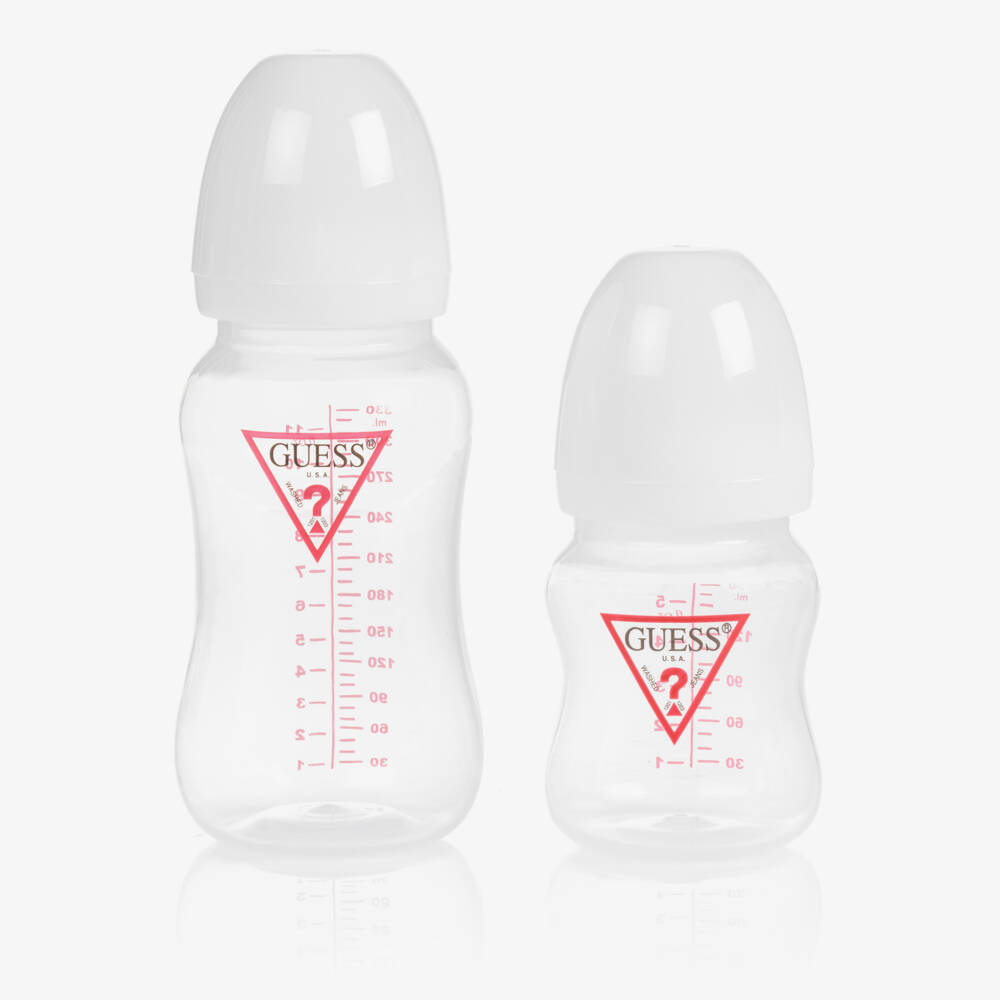 Guess-White & Red Triangle Logo Baby Bottles Set (2 Pack) | Childrensalon Outlet