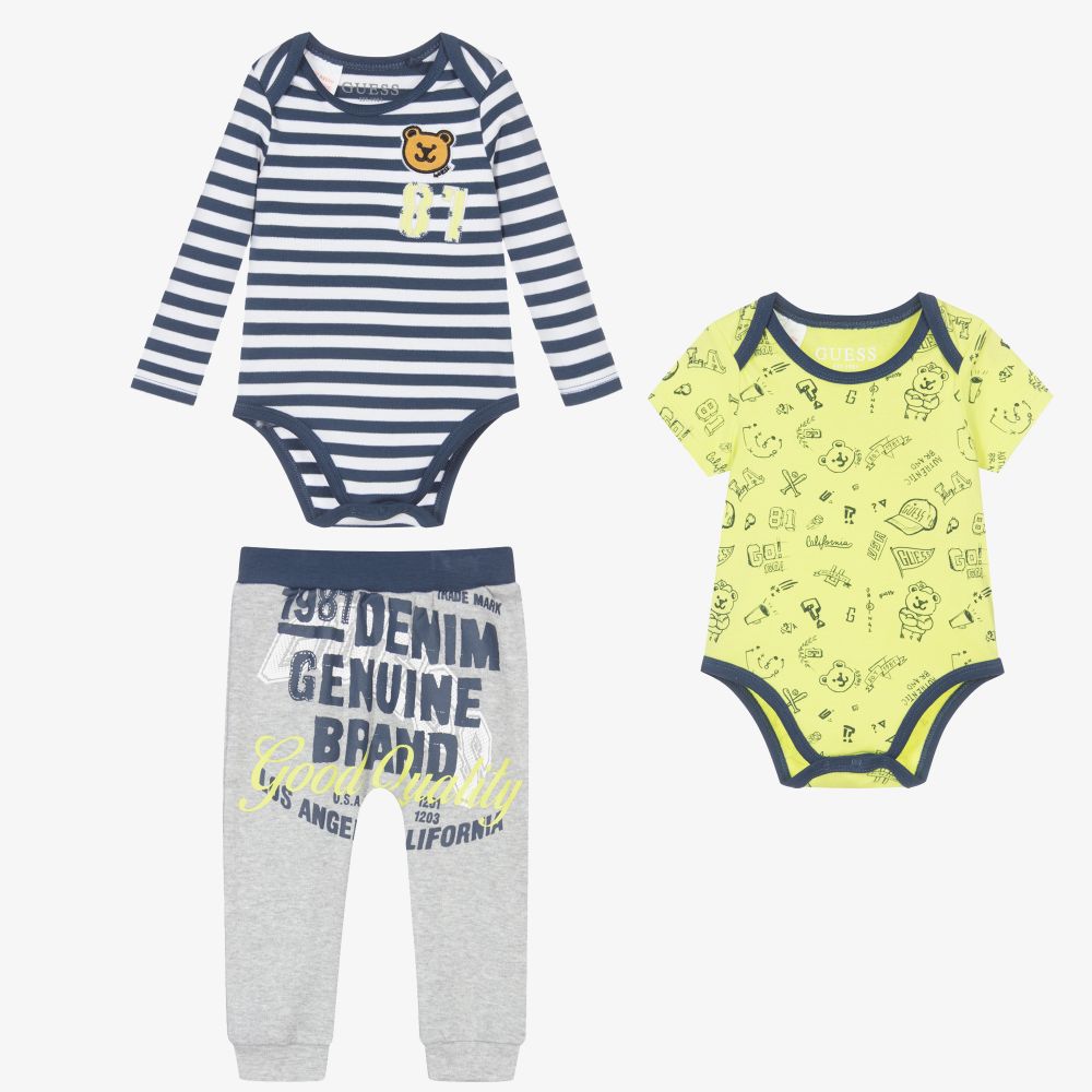 Guess - Желто-серый комплект с брюками для малышей | Childrensalon