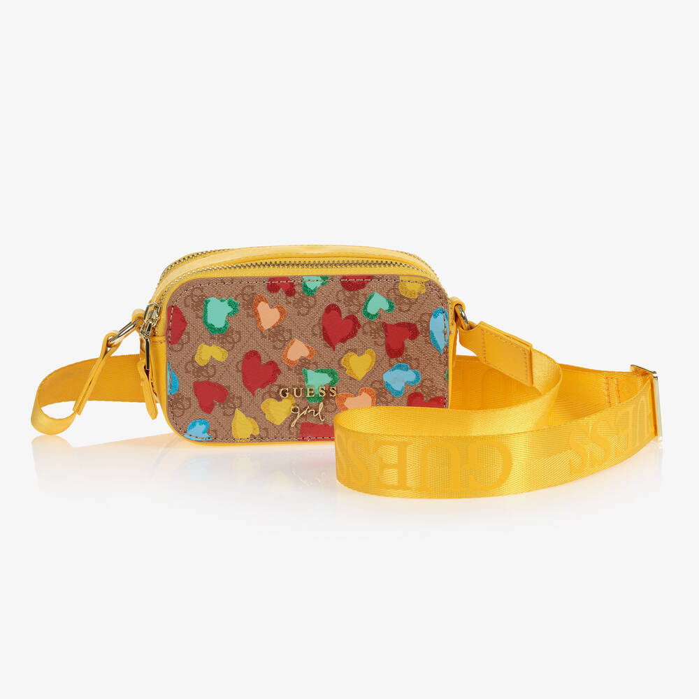Guess - Sac jaune à cœurs (15 cm) | Childrensalon