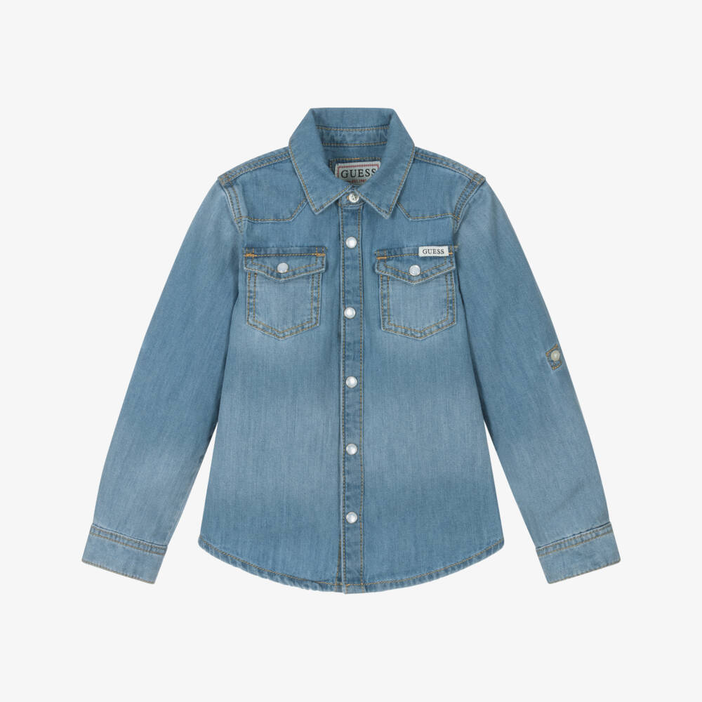 Guess-Young Gentleman's Aqua Denim Top | Childrensalon Outlet