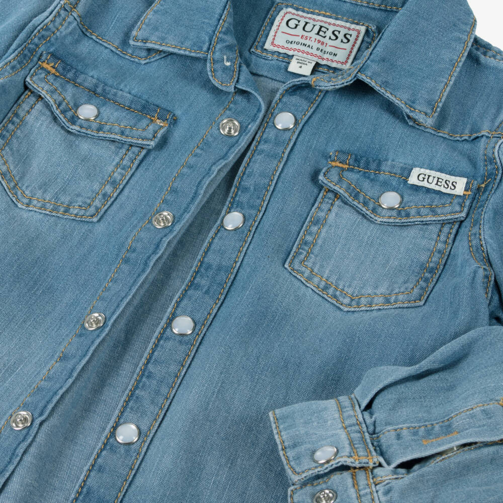 Guess-Young Gentleman's Aqua Denim Top | Childrensalon Outlet