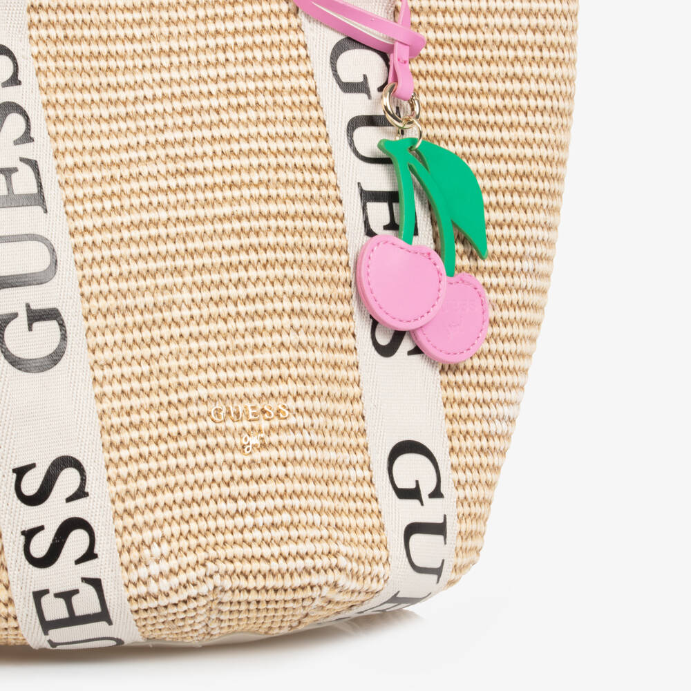 Guess-Young Ladies Woven Beige Tote | Childrensalon Outlet