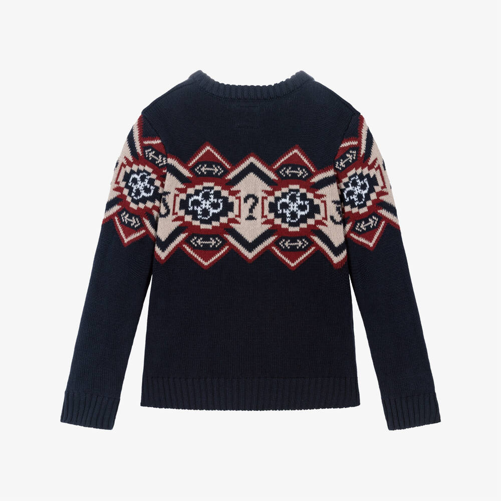 Guess-Younger Boys Navy Knitted Sweater | Childrensalon Outlet