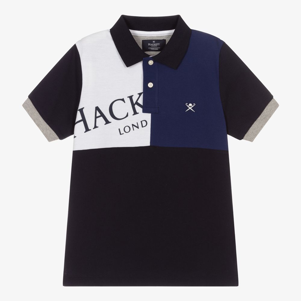Hackett London - Blue Colour Block Polo Shirt | Childrensalon