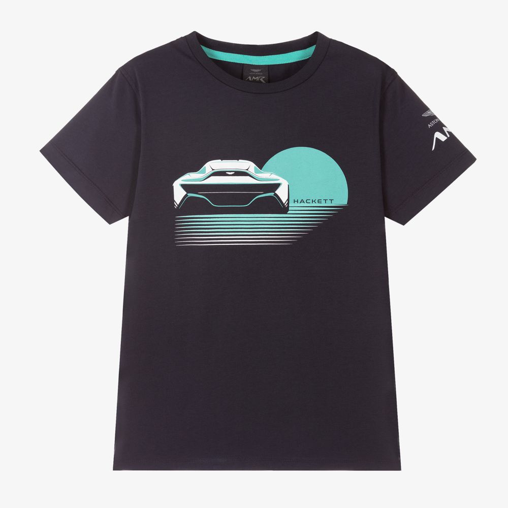 Hackett Aston Martin Racing - Blue Cotton Car Print T-Shirt | Childrensalon