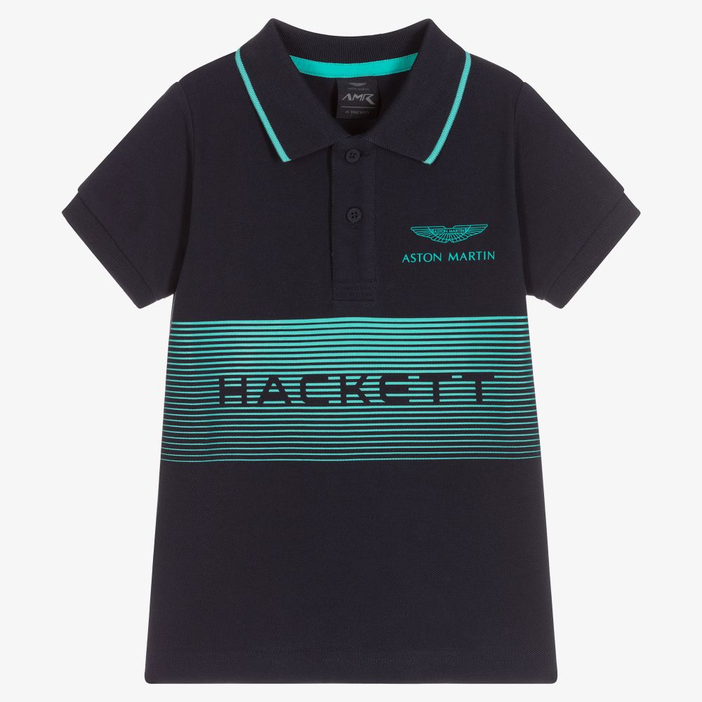 Hackett Aston Martin Racing - Blue Cotton Logo Polo Shirt | Childrensalon