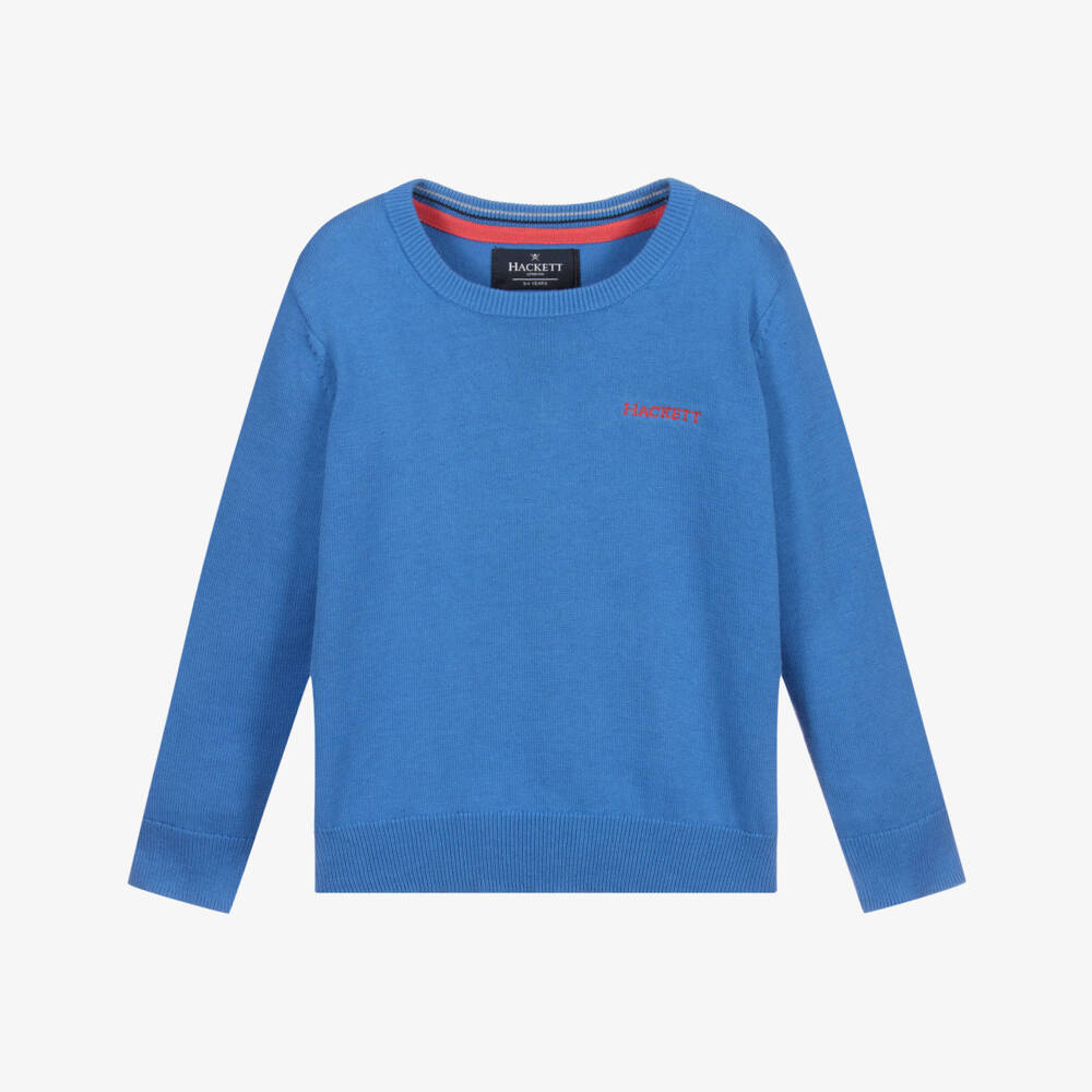 Hackett London-Blue Cotton Logo Sweater | Childrensalon Outlet