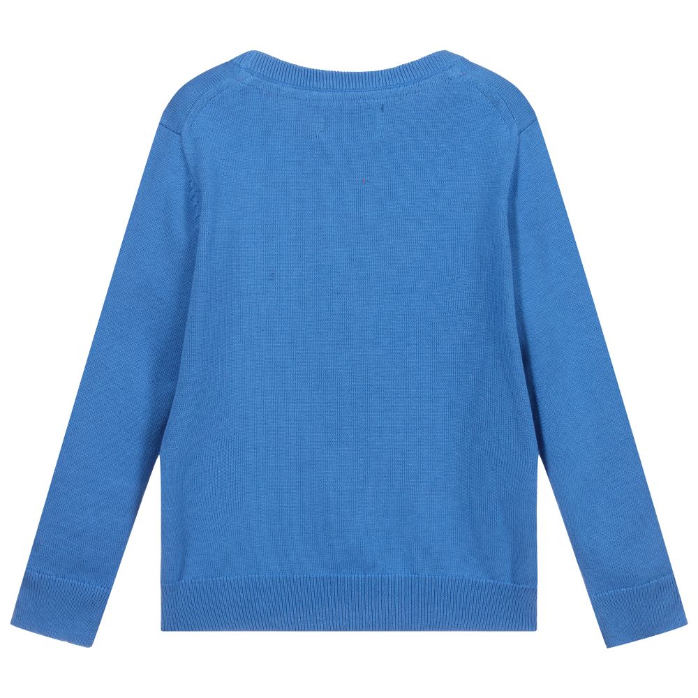 هاكيت London-Blue Cotton Logo Sweater | Childrensalon Outlet